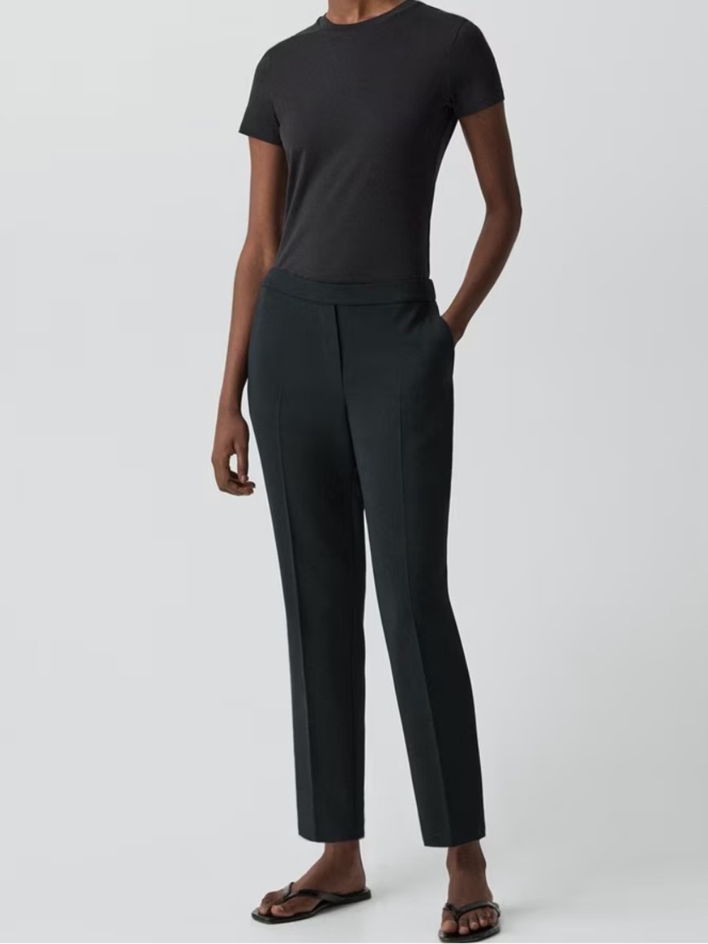 Theory Admiral Crepe Treeca Pull-On Pant, Black, 2